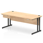 Impulse Cantilever Straight Desk Black Frame With Two One Drawer Fixed Pedestals - Rogey