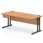 Impulse Cantilever Straight Desk Black Frame With Two One Drawer Fixed Pedestals - Rogey