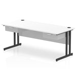 Impulse Cantilever Straight Desk Black Frame With Two One Drawer Fixed Pedestals - Rogey