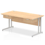 Impulse Cantilever Straight Desk Silver Frame With Two One Drawer Fixed Pedestals - Rogey