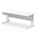 Impulse Cantilever Straight Desk Silver Frame With Two One Drawer Fixed Pedestals - Rogey