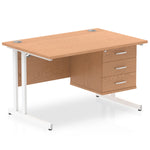 Impulse Cantilever Straight Desk White Frame With Fixed Pedestal - Rogey