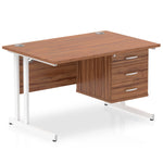 Impulse Cantilever Straight Desk White Frame With Fixed Pedestal - Rogey