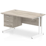 Impulse Cantilever Straight Desk White Frame With Fixed Pedestal - Rogey