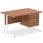 Impulse Cantilever Straight Desk White Frame With Fixed Pedestal - Rogey