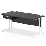 Impulse Cantilever Straight Desk White Frame With Single One Drawer Fixed Pedestal - Rogey