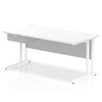 Impulse Cantilever Straight Desk White Frame With Single One Drawer Fixed Pedestal - Rogey