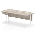 Impulse Cantilever Straight Desk White Frame With Single One Drawer Fixed Pedestal - Rogey