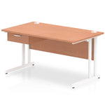 Impulse Cantilever Straight Desk White Frame With Single One Drawer Fixed Pedestal - Rogey