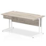 Impulse Cantilever Straight Desk White Frame With Single One Drawer Fixed Pedestal - Rogey