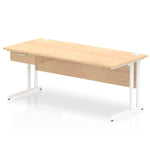 Impulse Cantilever Straight Desk White Frame With Single One Drawer Fixed Pedestal - Rogey