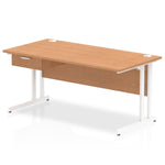 Impulse Cantilever Straight Desk White Frame With Single One Drawer Fixed Pedestal - Rogey