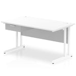 Impulse Cantilever Straight Desk White Frame With Single One Drawer Fixed Pedestal - Rogey