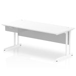 Impulse Cantilever Straight Desk White Frame With Single One Drawer Fixed Pedestal - Rogey