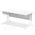 Impulse Cantilever Straight Desk White Frame With Two One Drawer Fixed Pedestals - Rogey