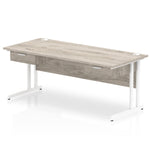 Impulse Cantilever Straight Desk White Frame With Two One Drawer Fixed Pedestals - Rogey