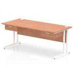 Impulse Cantilever Straight Desk White Frame With Two One Drawer Fixed Pedestals - Rogey