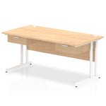 Impulse Cantilever Straight Desk White Frame With Two One Drawer Fixed Pedestals - Rogey