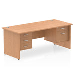 Impulse Panel End Straight Desk With Two Fixed Pedestal - Rogey