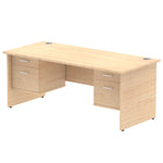 Impulse Panel End Straight Desk With Two Fixed Pedestal - Rogey