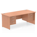 Impulse Panel End Straight Desk With Two Fixed Pedestal - Rogey