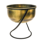 Indoor Kensington Brass Metal Round Planter on Stand H30Cm W28Cm - Rogey