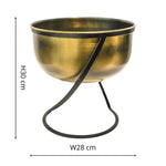 Indoor Kensington Brass Metal Round Planter on Stand H30Cm W28Cm - Rogey