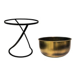 Indoor Kensington Brass Metal Round Planter on Stand H30Cm W28Cm - Rogey