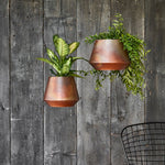 Indoor Soho Aged Copper Hanging Planter with Leather Strap H15Cm D21Cm - Rogey