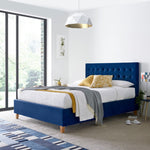 Kingham Blue Velvet Ottoman Bed King - Rogey