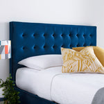 Kingham Blue Velvet Ottoman Bed King - Rogey