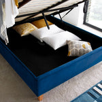 Kingham Blue Velvet Ottoman Bed King - Rogey