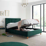 Kingham Green Velvet Ottoman Bed Double - Rogey