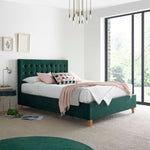 Kingham Green Velvet Ottoman Bed Double - Rogey