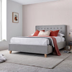 Kingham Grey Velvet Ottoman Bed Double - Rogey