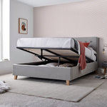 Kingham Grey Velvet Ottoman Bed Double - Rogey