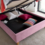 Kingham Pink Velvet Ottoman Bed King - Rogey