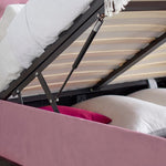 Kingham Pink Velvet Ottoman Bed King - Rogey