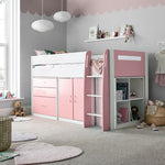 Lacy Pink Storage Mid Sleeper Single - Rogey