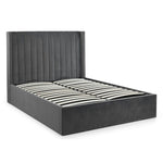 Langham Scalloped Headboard Storage Bed 150cm - Grey - Rogey