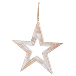 Large Antique White Wooden Sparkle Star - Rogey