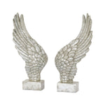 Large Freestanding Antique Silver Angel Wings Ornament - Rogey