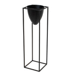 Large Matt Black Bullet Planter On Black Frame - Rogey