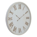 Large Rustic White Clock With Beaded Frame - Rogey