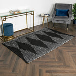 Lea Diamond Leather & Cotton Rug - 160 x 230cm - Rogey