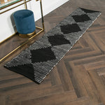 Lea Diamond Leather & Cotton Runner Rug (60 x 230cm) - Rogey