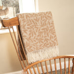 Leaf Pattern Beige Wool Blanket - Rogey