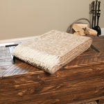 Leaf Pattern Beige Wool Blanket - Rogey