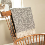 Leaf Pattern Grey Wool Blanket - Rogey