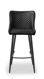 Luxe Faux Leather Barstool - Black - Rogey